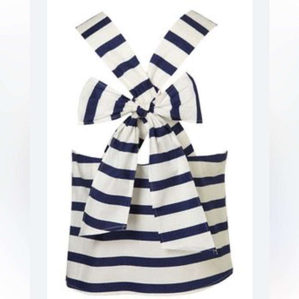 Topshop Blue and White Striped Tank w/ Back Bow Detail
